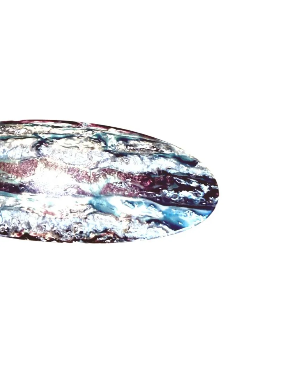 Oval Iridescent Hair Clip VTG Textured Metallic Finish Purple Green Yellow White - Picture 3 of 5